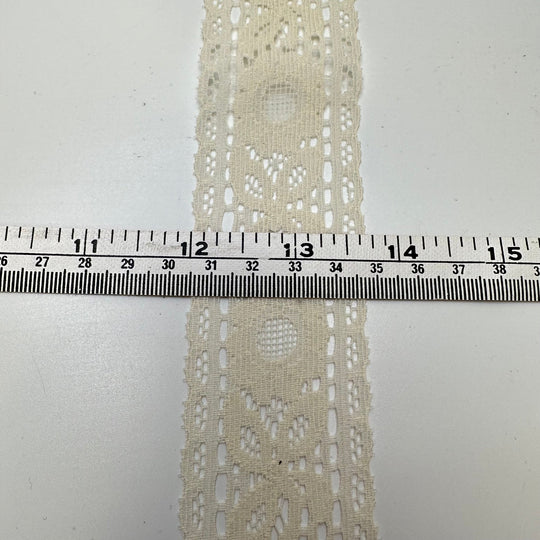 1 ½" (38mm) Vintage Mesh Lace Trim - Cream - 2M Bundle - True Deadstock supplies Fabric by private - Sustainable Textile | FABCYCLE