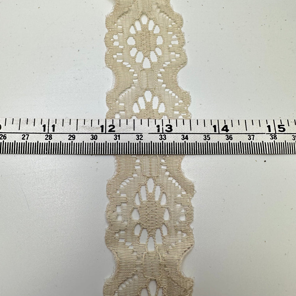 1 ½" (38mm) Vintage Scalloped Mesh Lace Trim - Dark Cream - 4M Bundle - True Deadstock supplies Fabric by private - Sustainable Textile | FABCYCLE