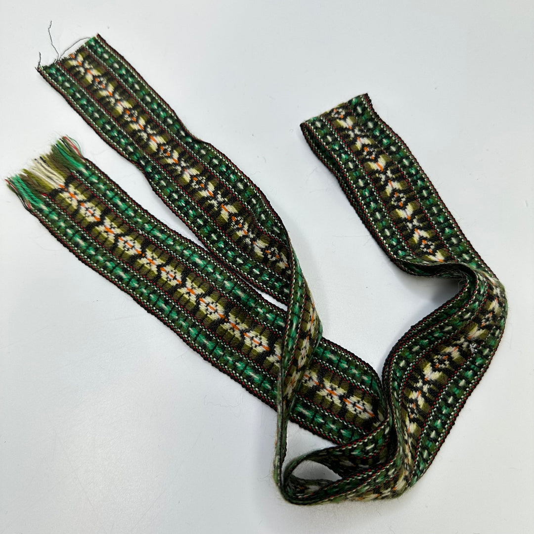 1 ½" (38mm) Vintage Tape Trim - Green Multi - 1M Bundle - True Deadstock supplies Fabric by private - Sustainable Textile | FABCYCLE