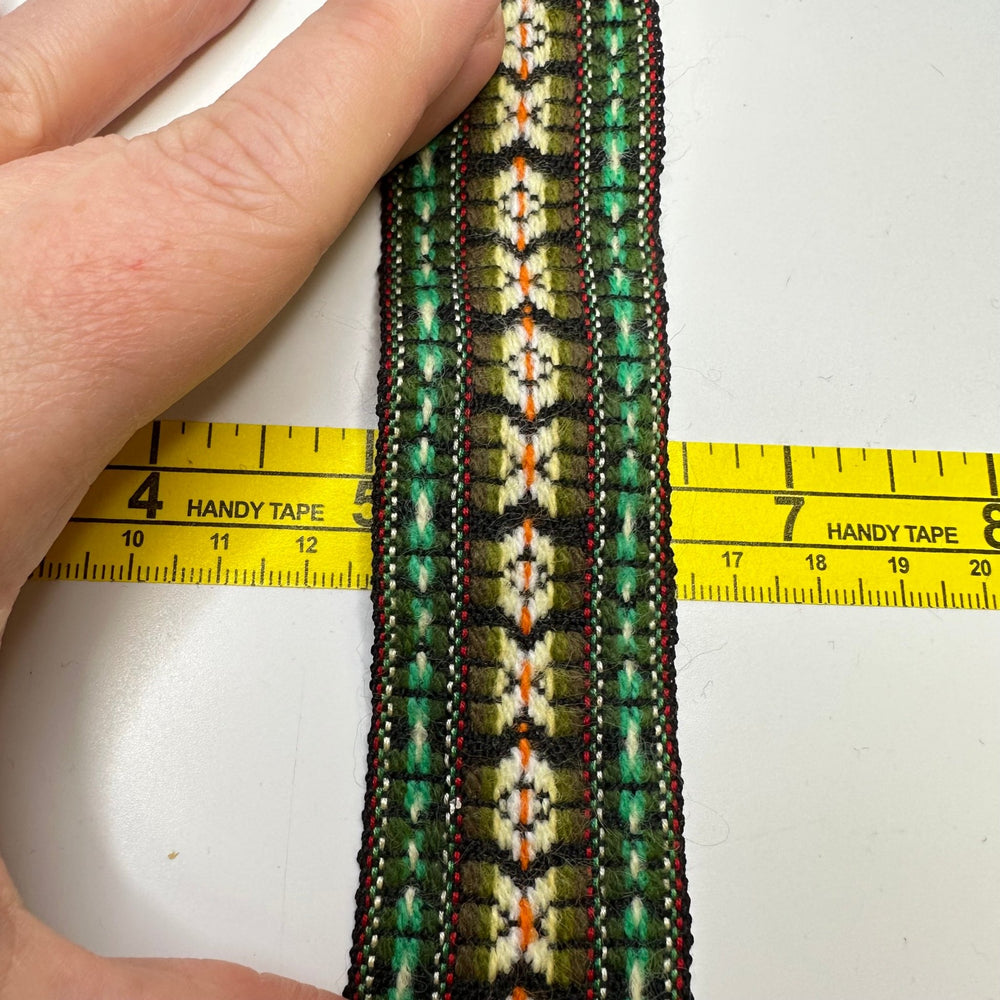 1 ½" (38mm) Vintage Tape Trim - Green Multi - 1M Bundle - True Deadstock supplies Fabric by private - Sustainable Textile | FABCYCLE