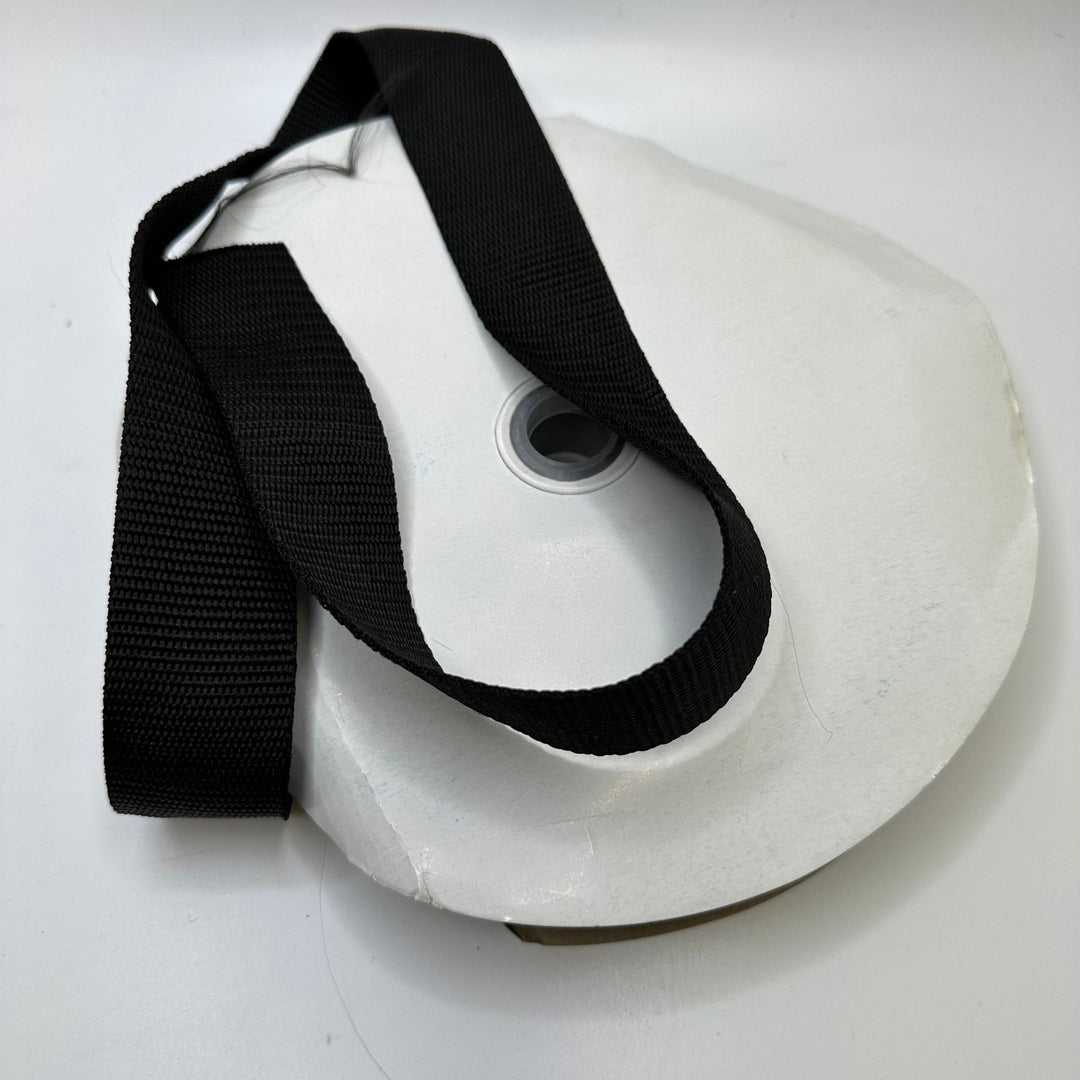 1 ½" (38mm) Webbing Trim - Black - Roll - True Deadstock supplies Fabric by private - Sustainable Textile | FABCYCLE