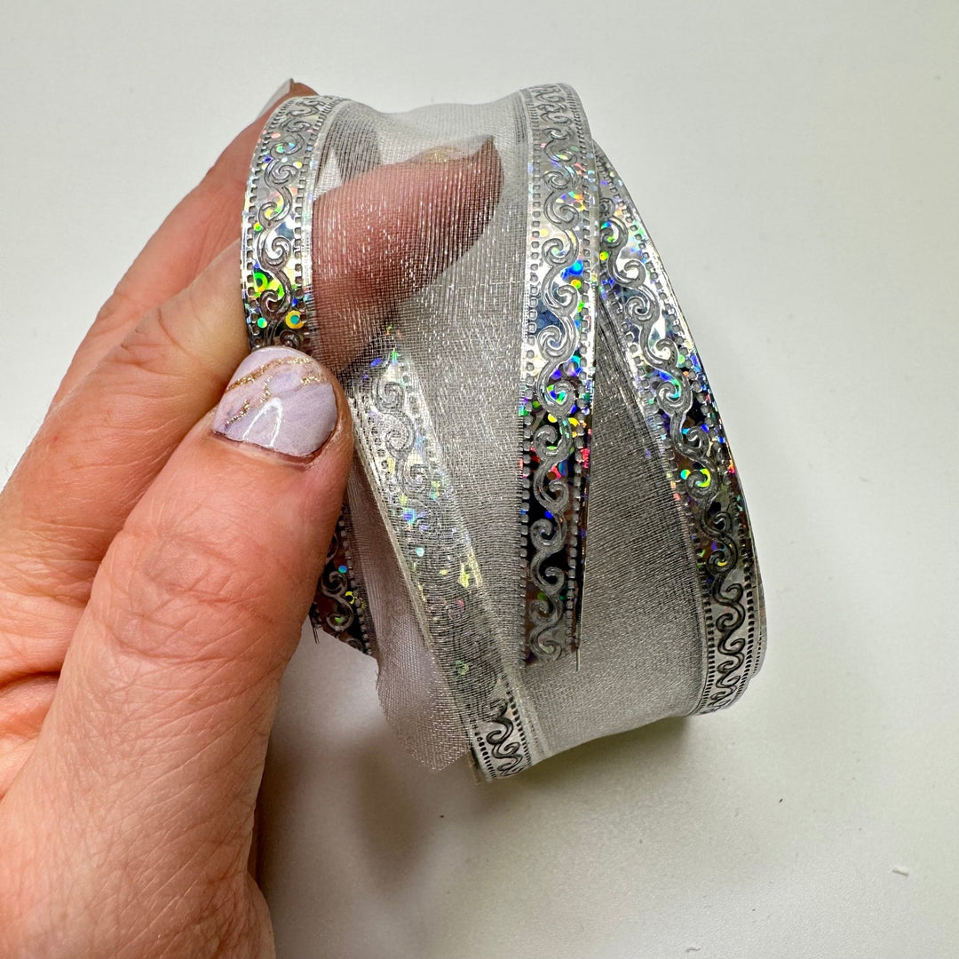 1 ½" (38mm) Wired Ribbon Trim - Silver - Roll - True Deadstock supplies Fabric by private - Sustainable Textile | FABCYCLE
