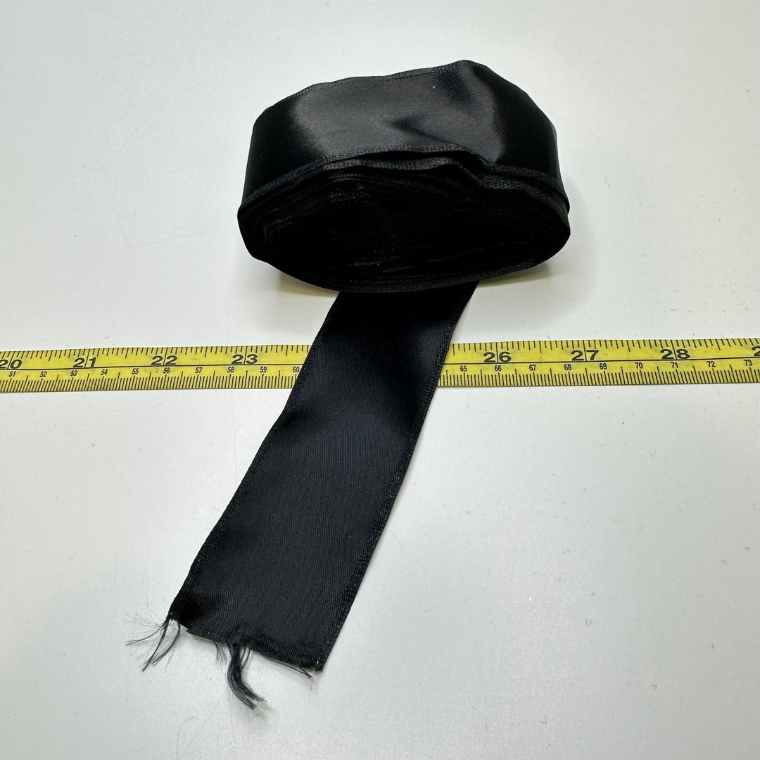 1 ½" (38mm) Wired Satin Ribbon Trim - Black - 9.9M Bundle - True Deadstock supplies Fabric by private - Sustainable Textile | FABCYCLE