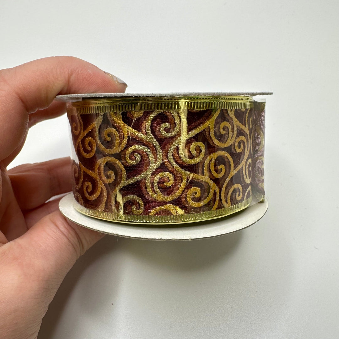 1 ¾" (44mm) Ribbon Trim - Brown/Gold - Roll - True Deadstock supplies Fabric by private - Sustainable Textile | FABCYCLE