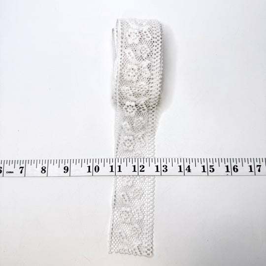 1 ¾" (45mm) Lace Trim - White - 2.55M Bundle - True Deadstock supplies Fabric by private - Sustainable Textile | FABCYCLE