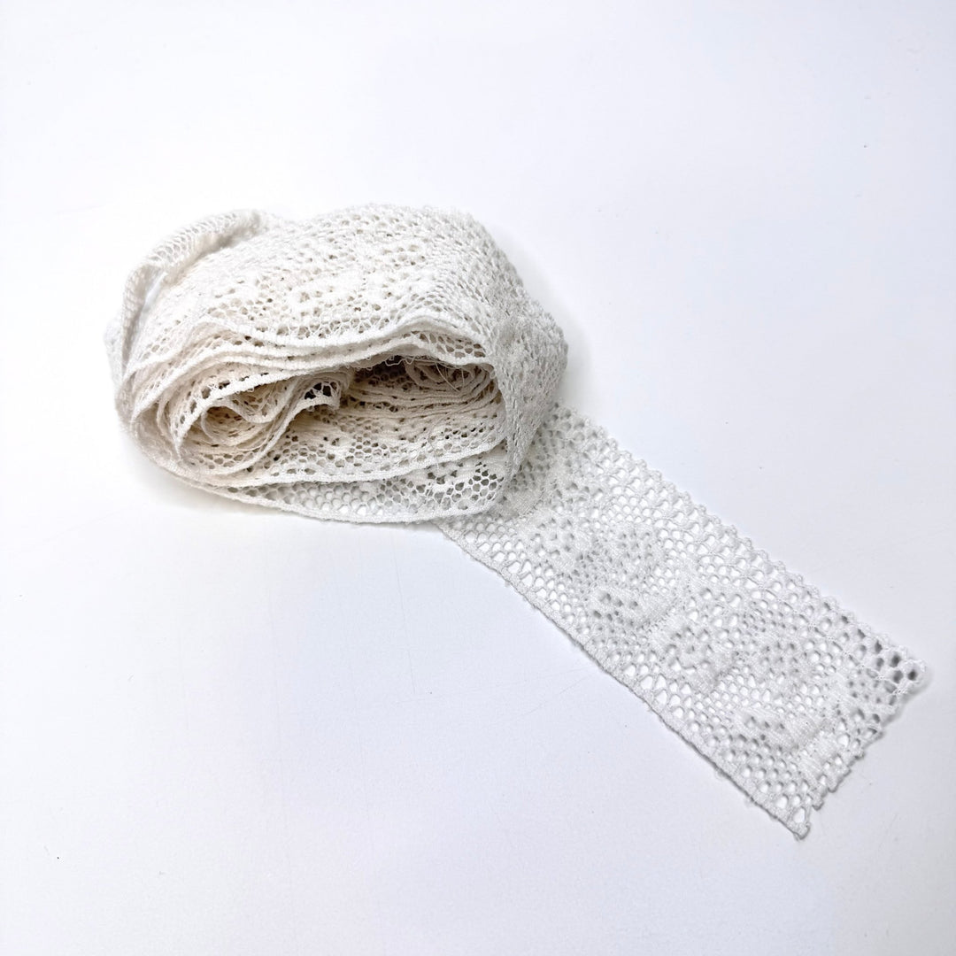1 ¾" (45mm) Lace Trim - White - 2.55M Bundle - True Deadstock supplies Fabric by private - Sustainable Textile | FABCYCLE