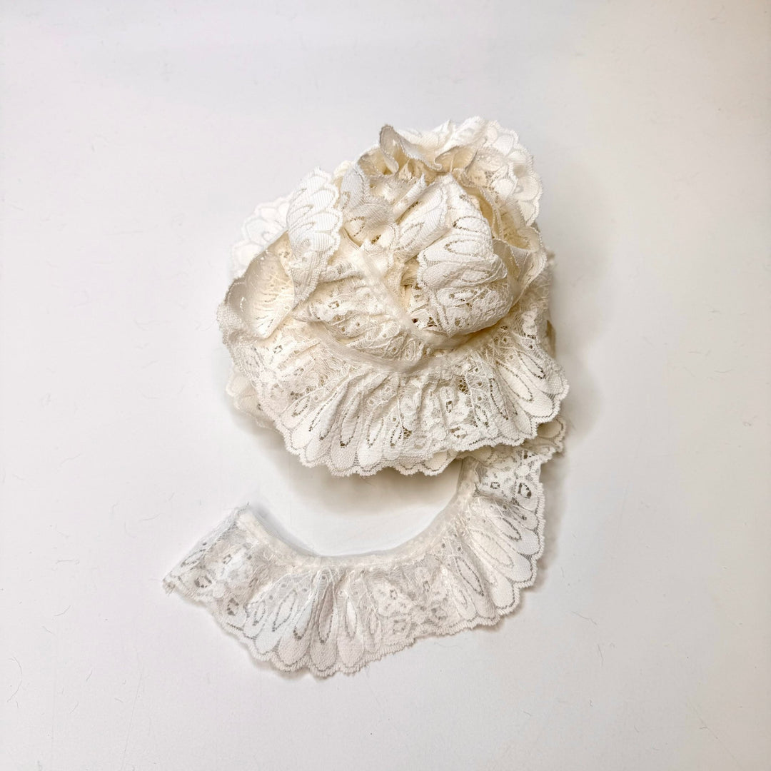 1 ¾" (45mm) Ruffled Lace Trim - White - 5M Bundle - True Deadstock supplies Fabric by private - Sustainable Textile | FABCYCLE