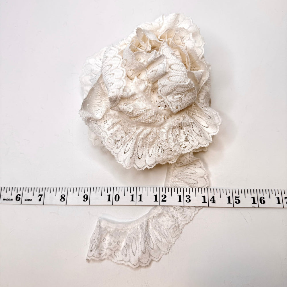 1 ¾" (45mm) Ruffled Lace Trim - White - 5M Bundle - True Deadstock supplies Fabric by private - Sustainable Textile | FABCYCLE