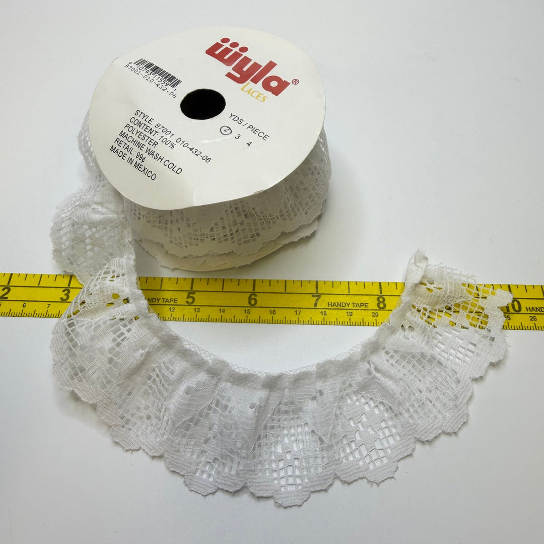 1 ¾" (45mm) Scalloped Lace Trim - White - Roll - True Deadstock supplies Fabric by private - Sustainable Textile | FABCYCLE