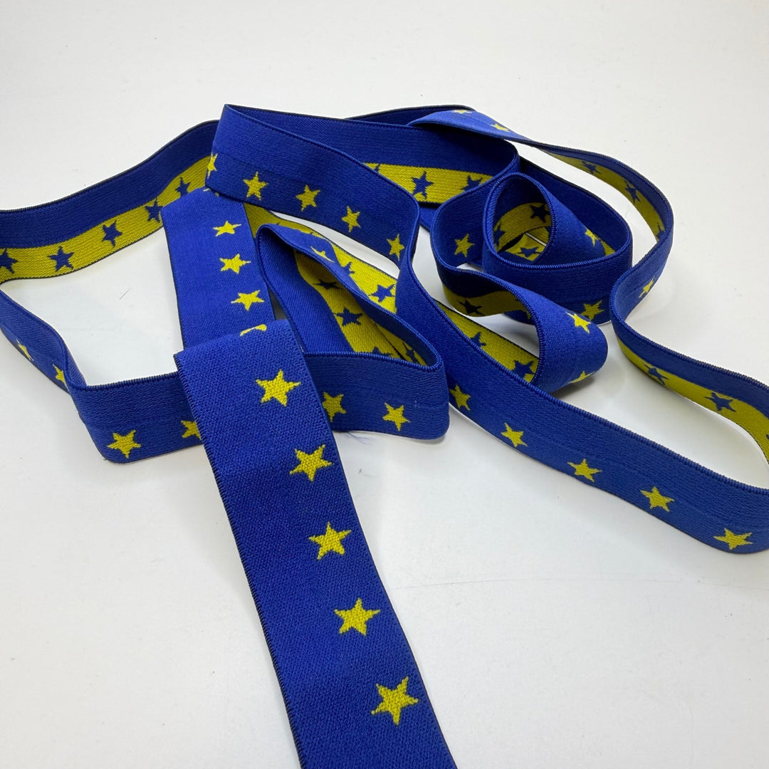 1" Foldover Elastic - Blue/Yellow - 1.8M Bundle - True Deadstock supplies Fabric by private - Sustainable Textile | FABCYCLE