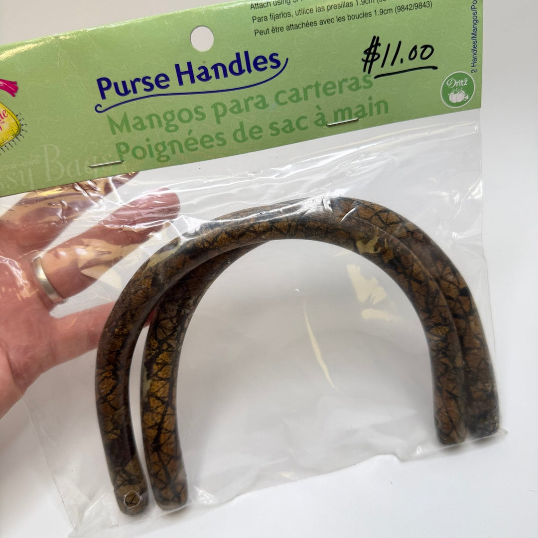 1 Pair Purse Handles - Black/Brown - 2 Pack - True Deadstock supplies Fabric by private - Sustainable Textile | FABCYCLE
