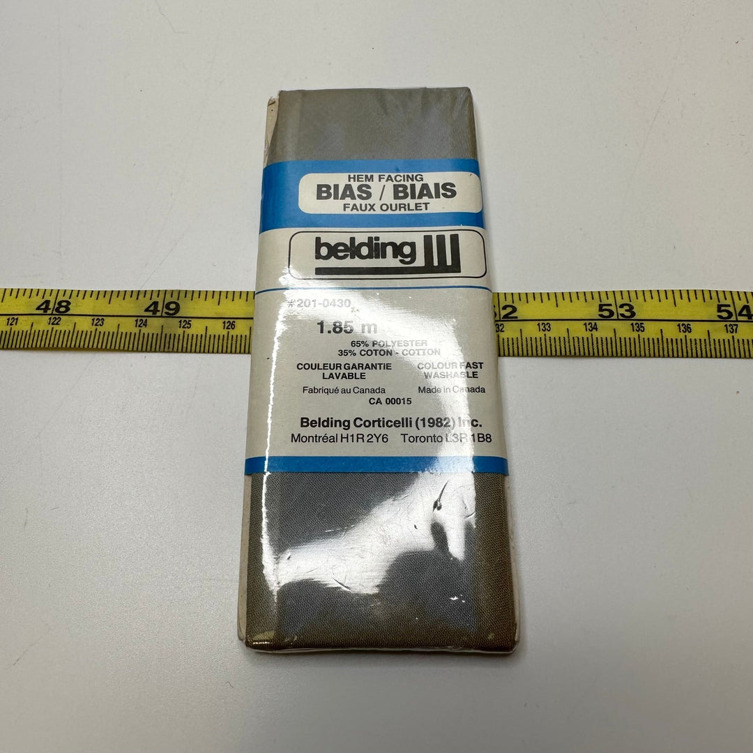 1 ¾" Single Fold Woven Belding Bias Tape - Grey - 1.85M Package - True Deadstock supplies Fabric by private - Sustainable Textile | FABCYCLE