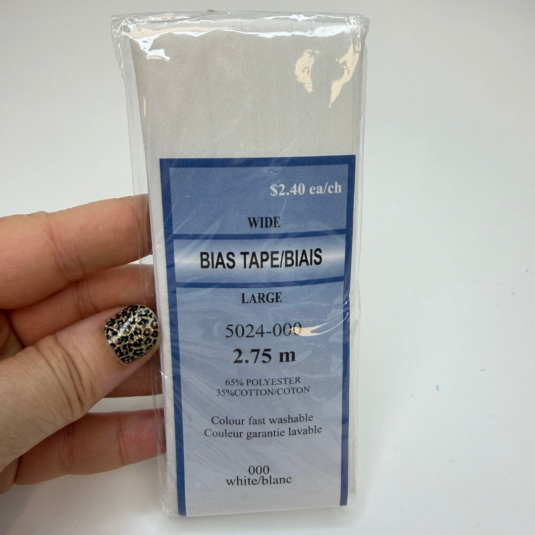 1" Single Fold Woven Bias Tape - White - 2.75M Package - True Deadstock supplies Fabric by private - Sustainable Textile | FABCYCLE