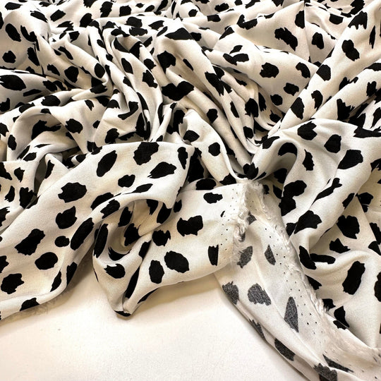 101 Dalmatians - Rayon Woven - White/Black Animal Print - 4.85M Bundle - True Deadstock fabric Fabric by private - Sustainable Textile | FABCYCLE
