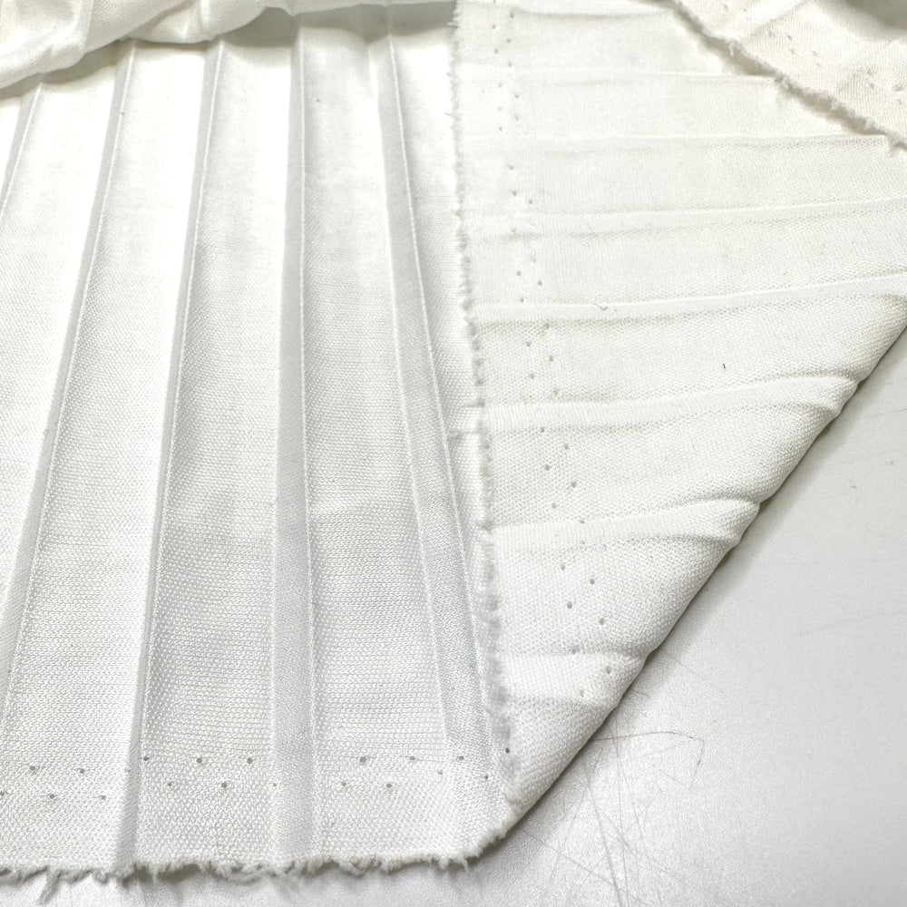 Hit Up The Tennis Courts - Pleated Fabric Polyester Blend Knit - White - 2.8M Bundle - FABCYCLE Deadstock and Sustainble Fabrics and Sewing Supplies