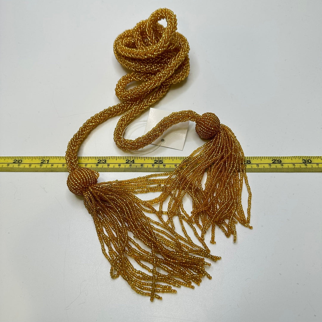 ⅜" (10mm) Beaded Braided Cording Trim - Gold - 1.6M Bundle - True Deadstock supplies Fabric by private - Sustainable Textile | FABCYCLE