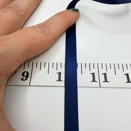 ⅜" (10mm) Fire Retardant Satin Ribbon Trim - Navy - Roll - True Deadstock supplies Fabric by private - Sustainable Textile | FABCYCLE