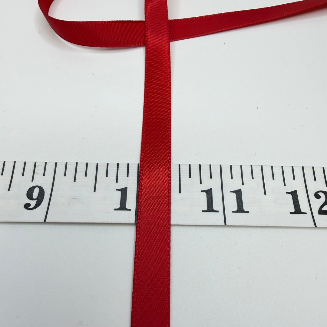 ⅜" (10mm) Fire Retardant Satin Ribbon Trim - Red - Roll - True Deadstock supplies Fabric by private - Sustainable Textile | FABCYCLE