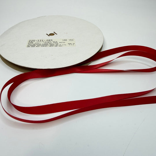 ⅜" (10mm) Fire Retardant Satin Ribbon Trim - Red - Roll - True Deadstock supplies Fabric by private - Sustainable Textile | FABCYCLE