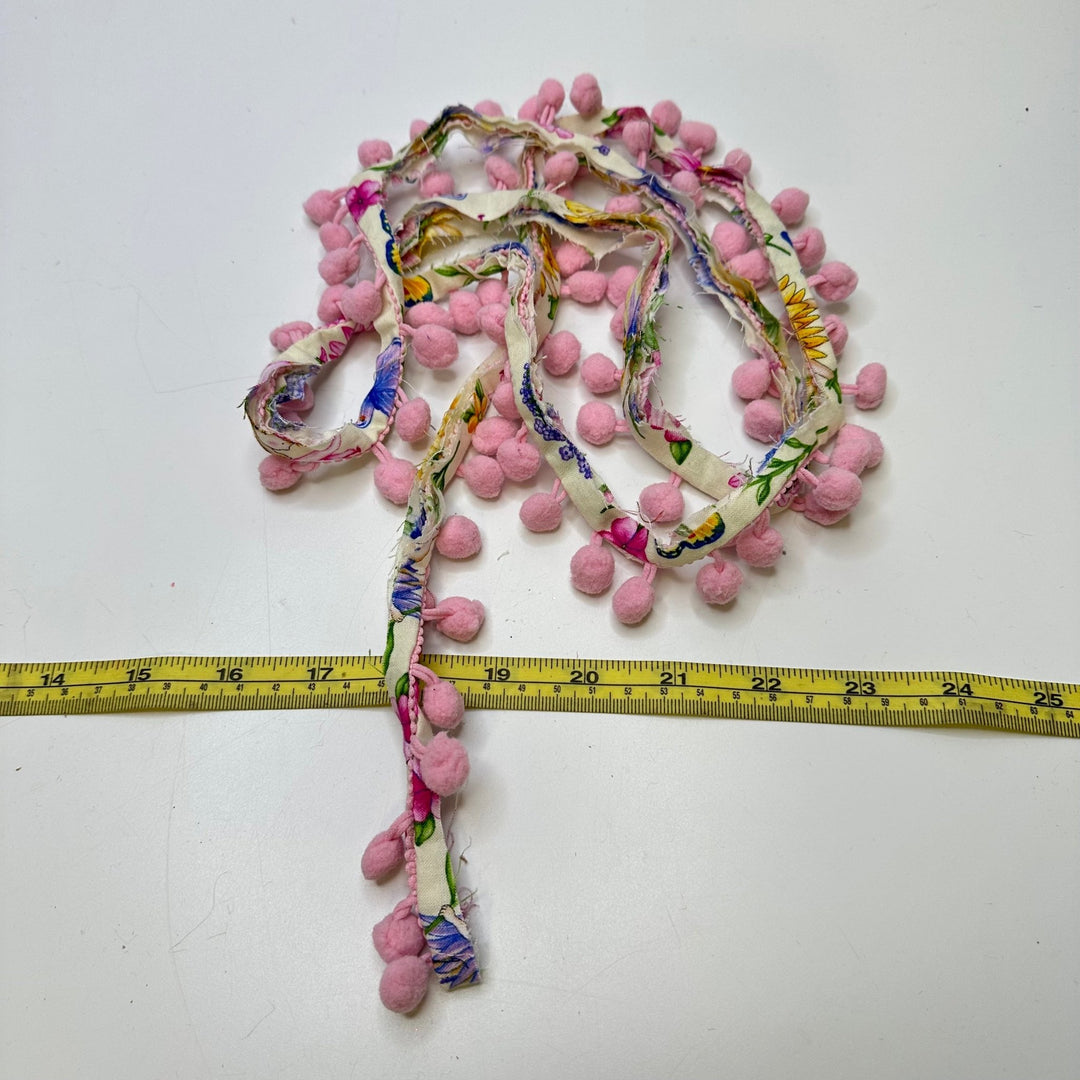 ⅜" (10mm) Pom Pom Tape Trim - Pink Multi - 1.35M Bundle - True Deadstock supplies Fabric by private - Sustainable Textile | FABCYCLE