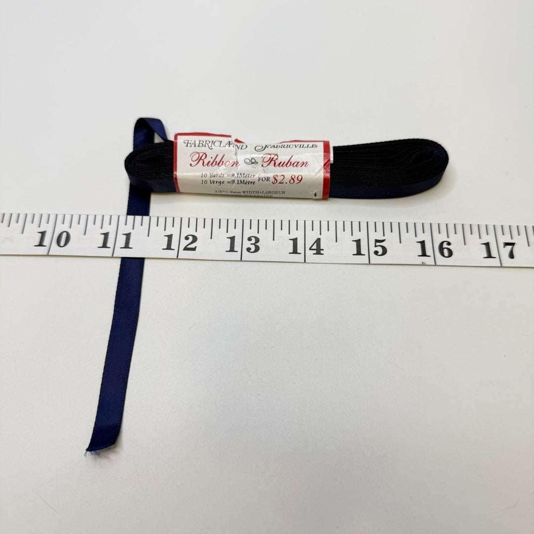 ⅜" (10mm) Satin Ribbon Trim - Dark Navy - 9M Bundle - True Deadstock supplies Fabric by private - Sustainable Textile | FABCYCLE