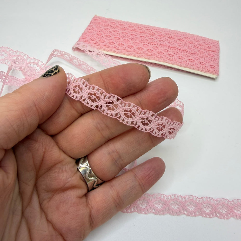 ⅜" (10mm) Vintage Scalloped Lace Trim - Light Pink - 5M Bundle - True Deadstock supplies Fabric by private - Sustainable Textile | FABCYCLE