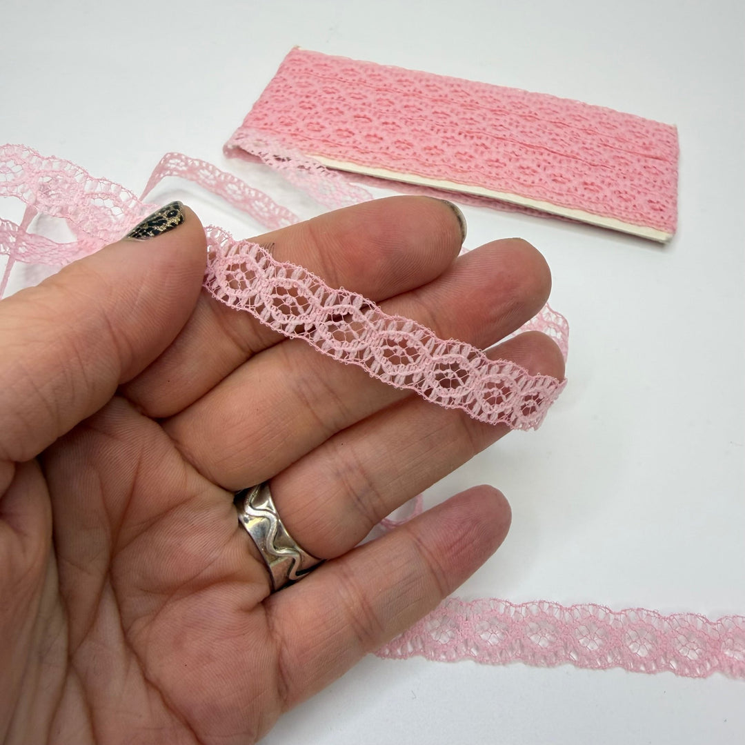 ⅜" (10mm) Vintage Scalloped Lace Trim - Light Pink - 5M Bundle - True Deadstock supplies Fabric by private - Sustainable Textile | FABCYCLE
