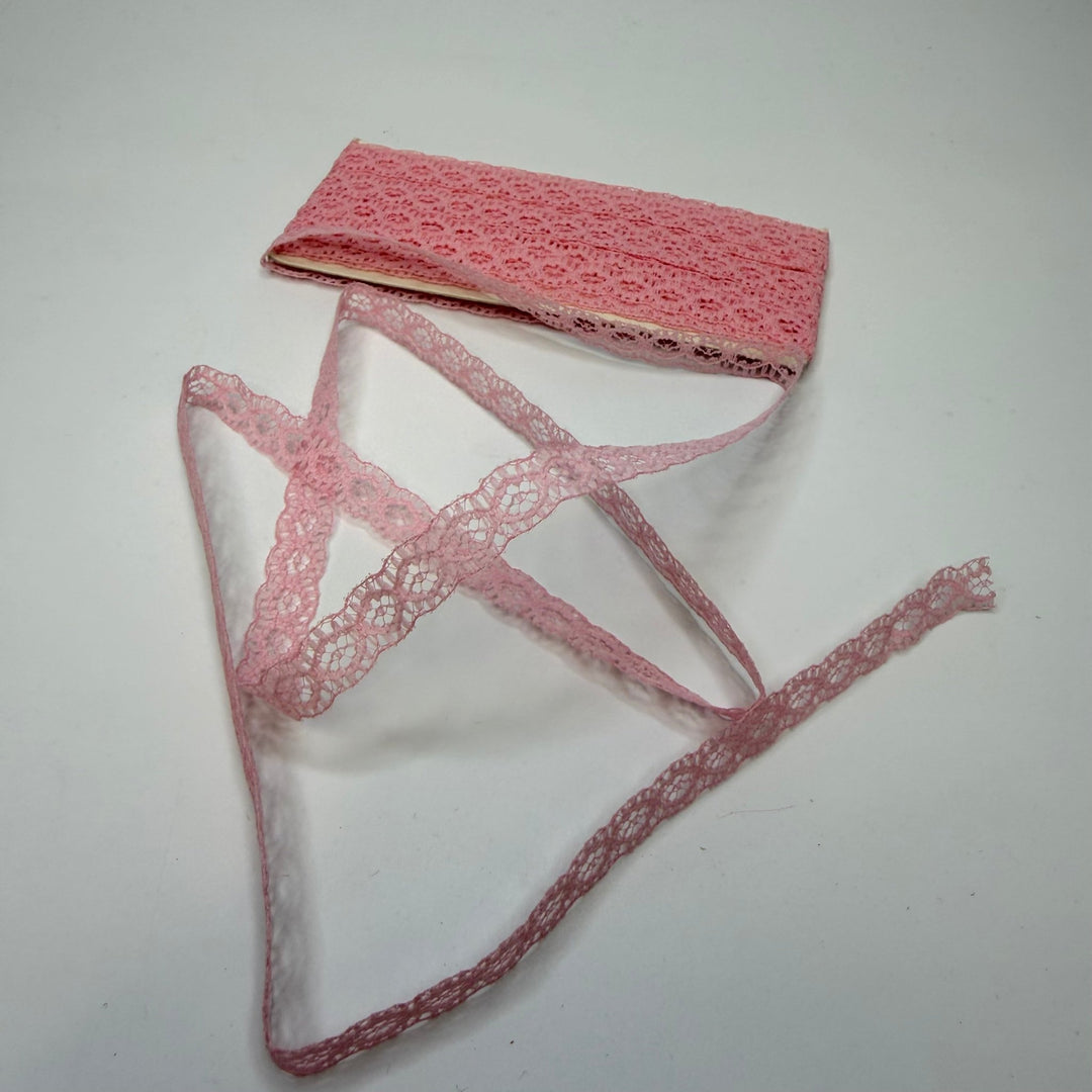 ⅜" (10mm) Vintage Scalloped Lace Trim - Light Pink - 5M Bundle - True Deadstock supplies Fabric by private - Sustainable Textile | FABCYCLE