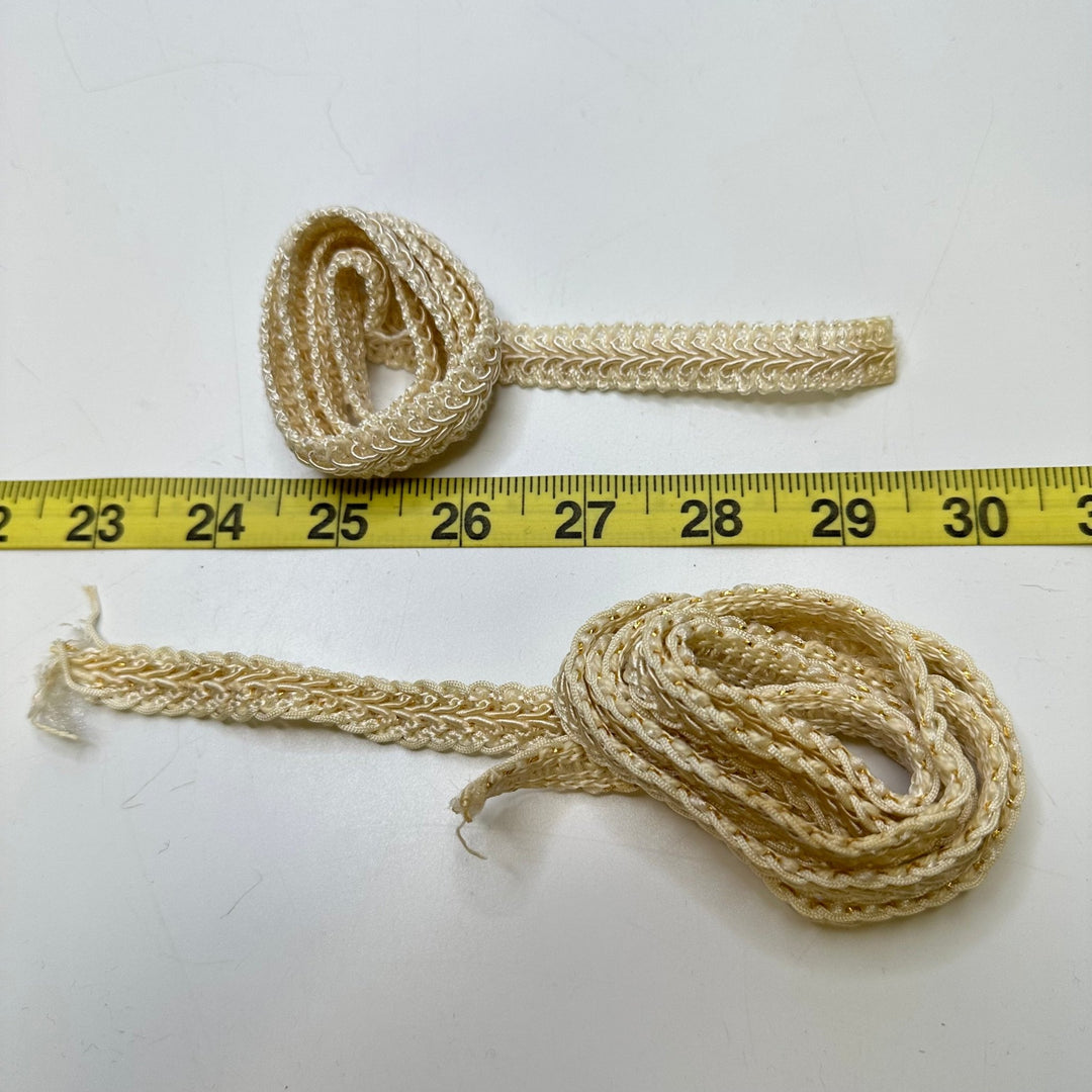½" (13mm) Braided Trim - Gold/Cream - 2 Pack - True Deadstock supplies Fabric by private - Sustainable Textile | FABCYCLE