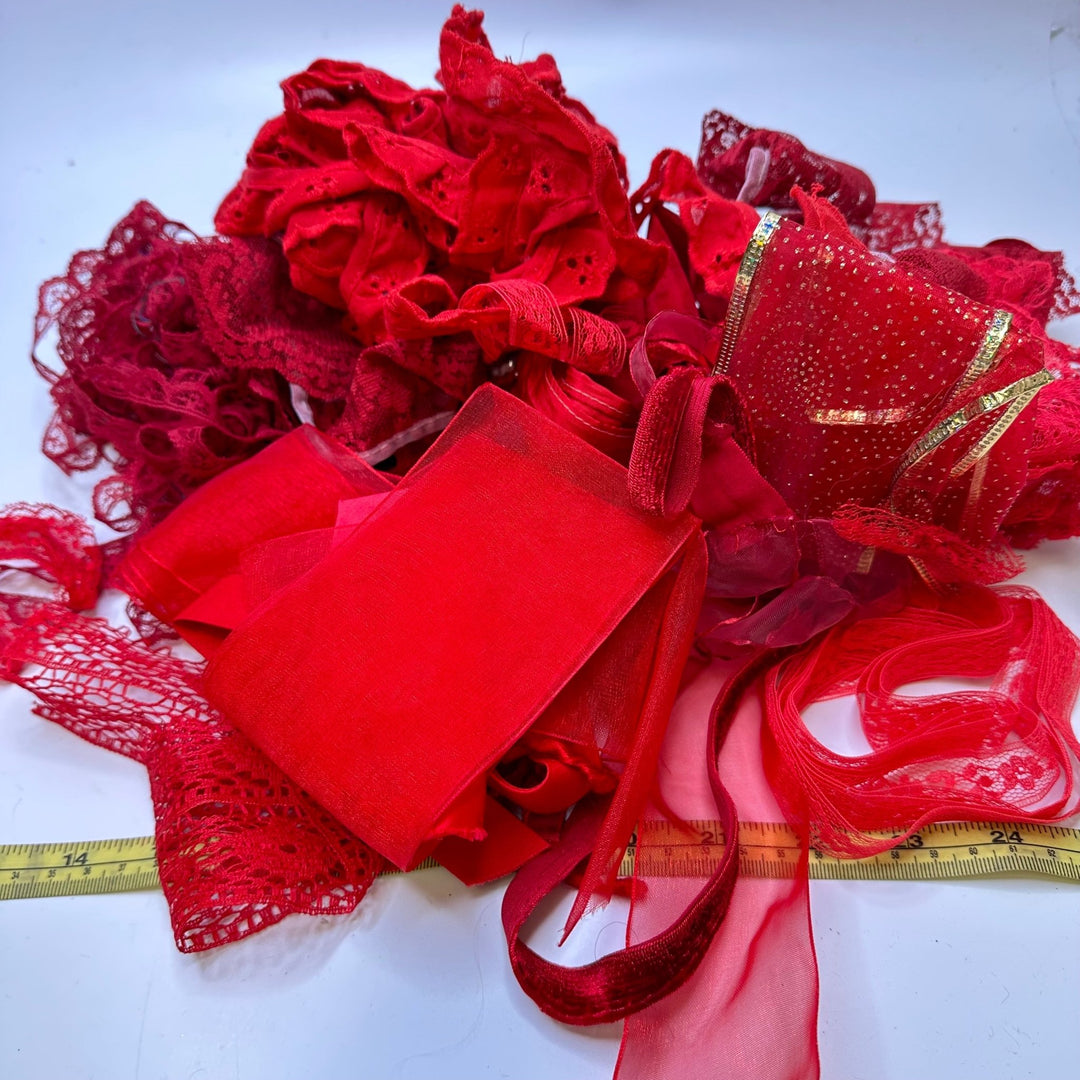 ½" (13mm) Lace Trim - Red - 20 Pack - True Deadstock supplies Fabric by private - Sustainable Textile | FABCYCLE