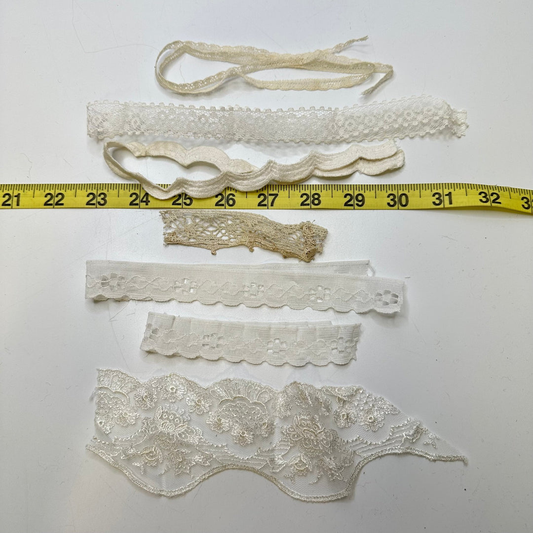 ½" (13mm) Lace Trim - White/Cream - 6 Pack - True Deadstock supplies Fabric by private - Sustainable Textile | FABCYCLE
