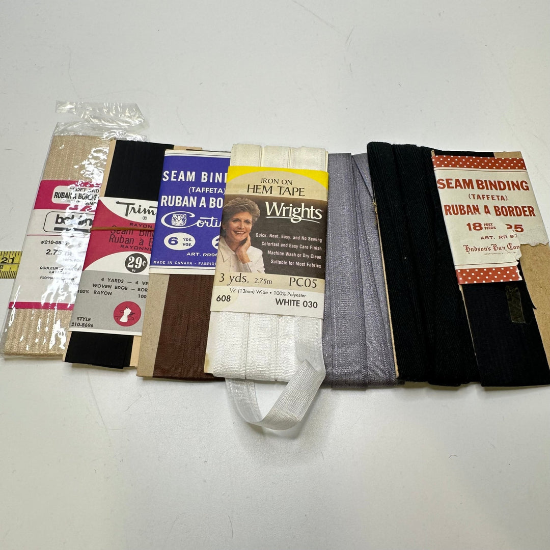 ½" (13mm) Ribbon Trim - Black/White Grey Beige - 7 Pack - True Deadstock supplies Fabric by private - Sustainable Textile | FABCYCLE
