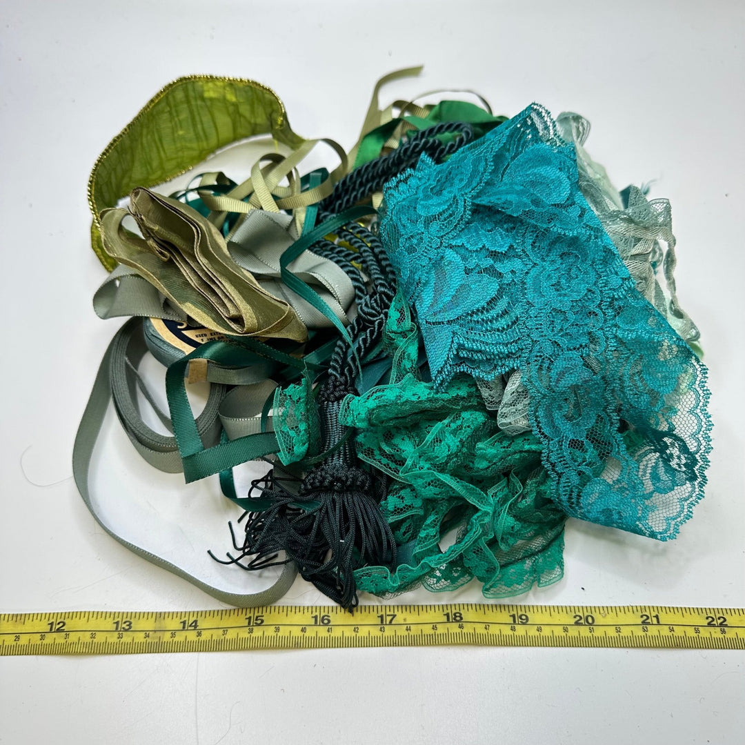½" (13mm) Ribbon Trim - Green/Teal - 20 Pack - True Deadstock supplies Fabric by private - Sustainable Textile | FABCYCLE