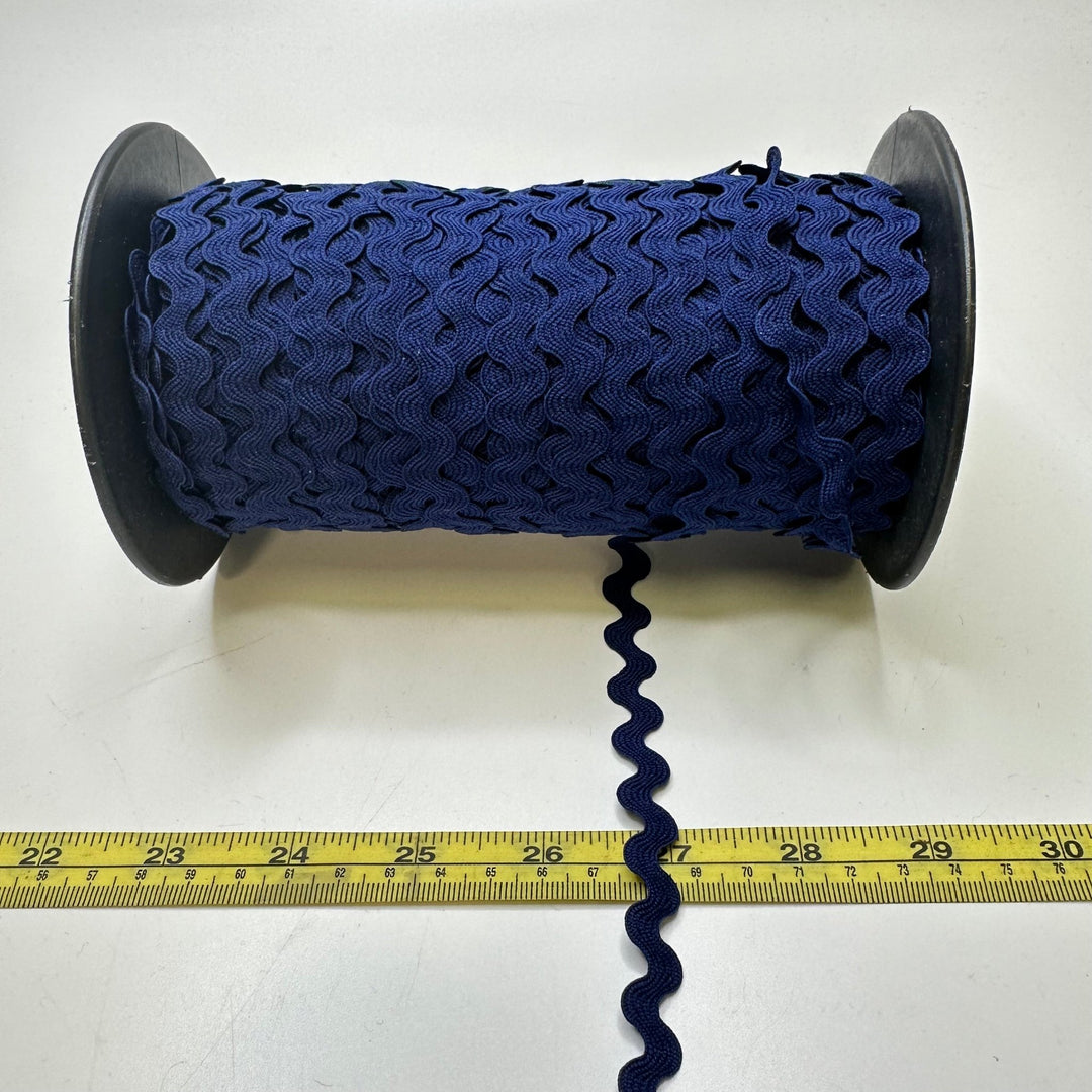 ½" (13mm) Ricrac Trim - Dark Blue - Roll (est. 20M) - True Deadstock supplies Fabric by private - Sustainable Textile | FABCYCLE