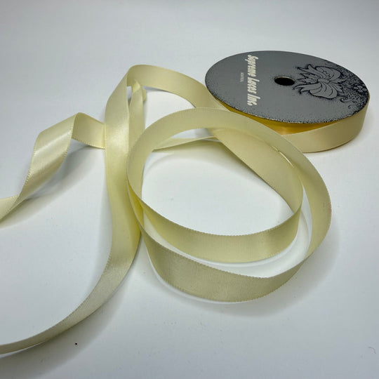 ½" (13mm) Satin Ribbon Trim - Cream - Roll - True Deadstock supplies Fabric by private - Sustainable Textile | FABCYCLE