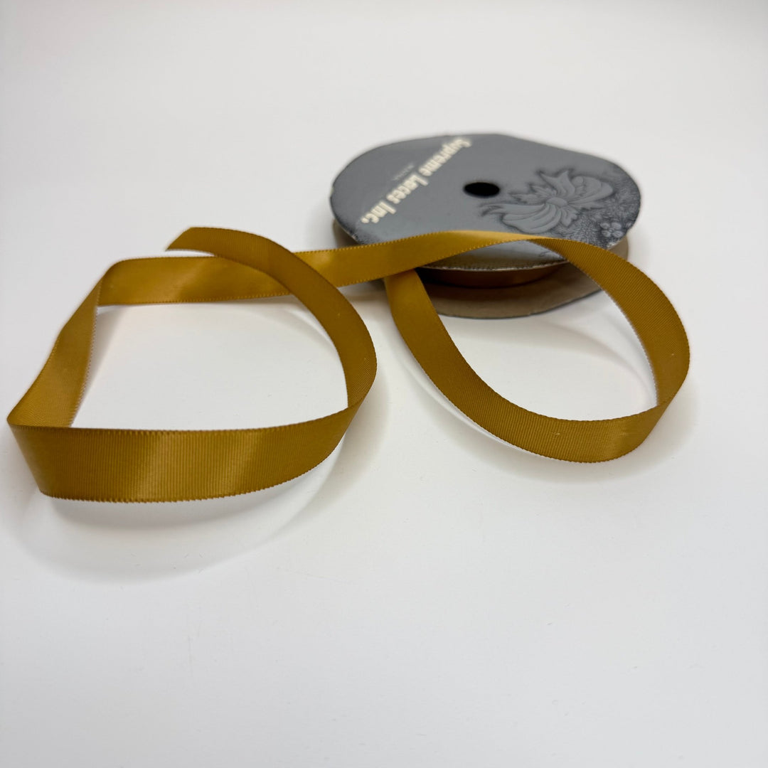 ½" (13mm) Satin Ribbon Trim - Gold - Roll - True Deadstock supplies Fabric by private - Sustainable Textile | FABCYCLE