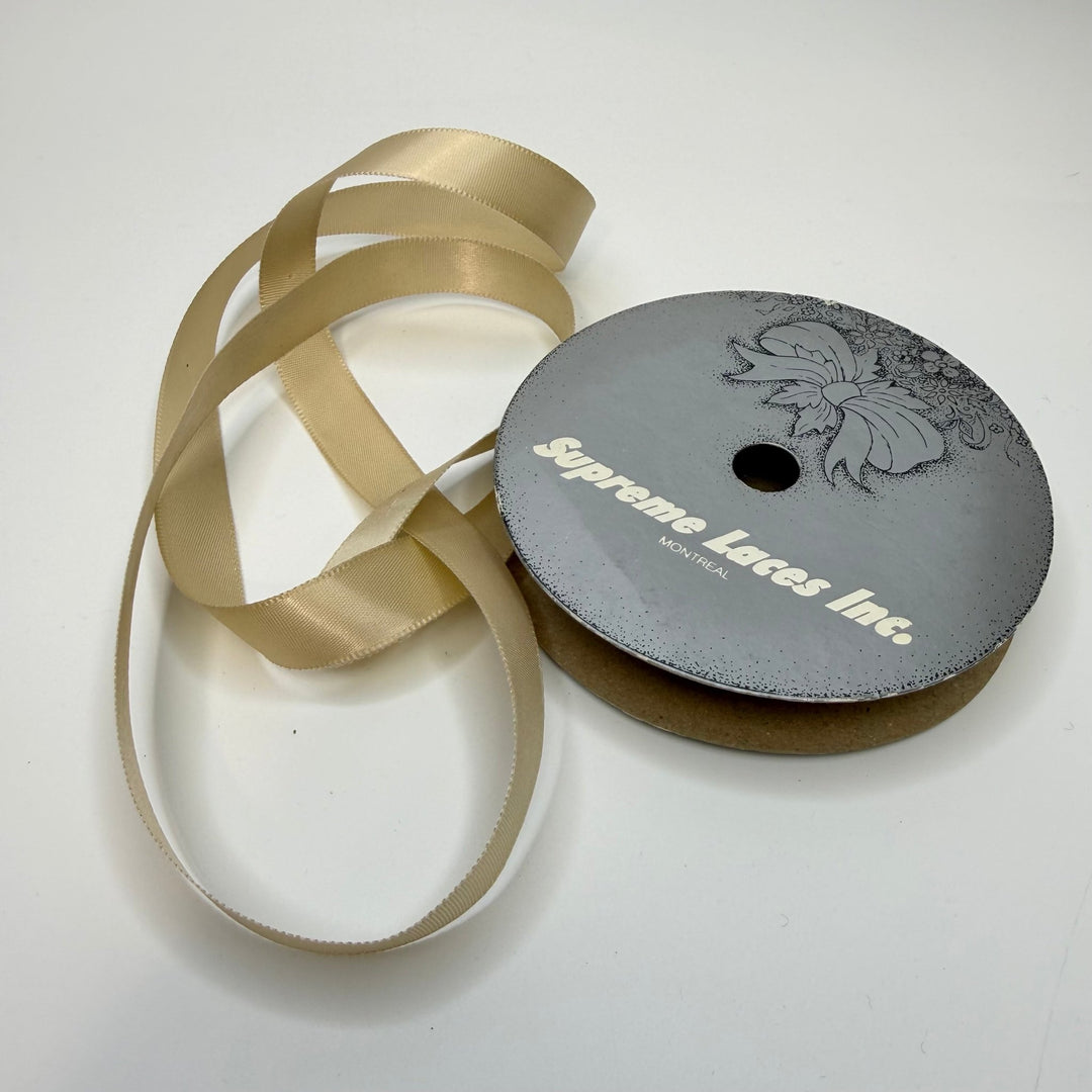 ½" (13mm) Satin Ribbon Trim - Light Golden Beige - Roll - True Deadstock supplies Fabric by private - Sustainable Textile | FABCYCLE
