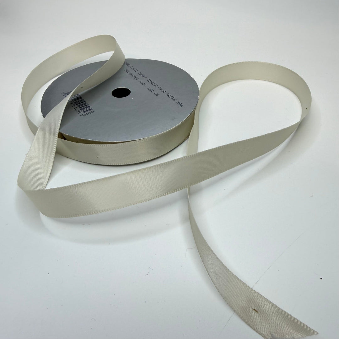 ½" (13mm) Satin Ribbon Trim - Off White - Roll - True Deadstock supplies Fabric by private - Sustainable Textile | FABCYCLE