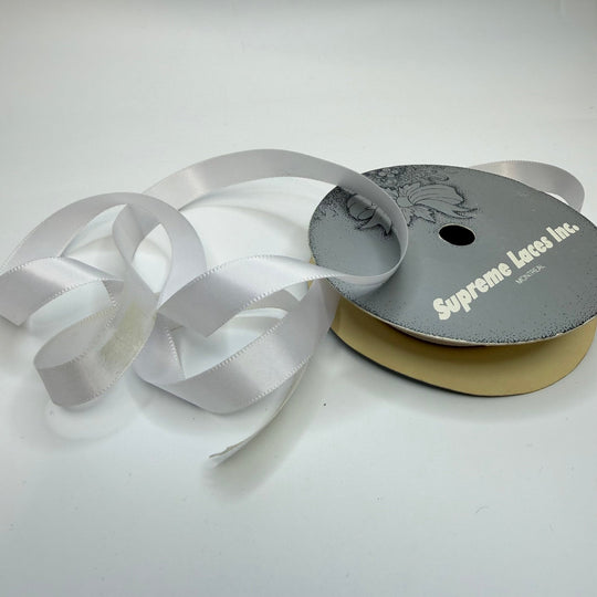 ½" (13mm) Satin Ribbon Trim - White - Roll - True Deadstock supplies Fabric by private - Sustainable Textile | FABCYCLE