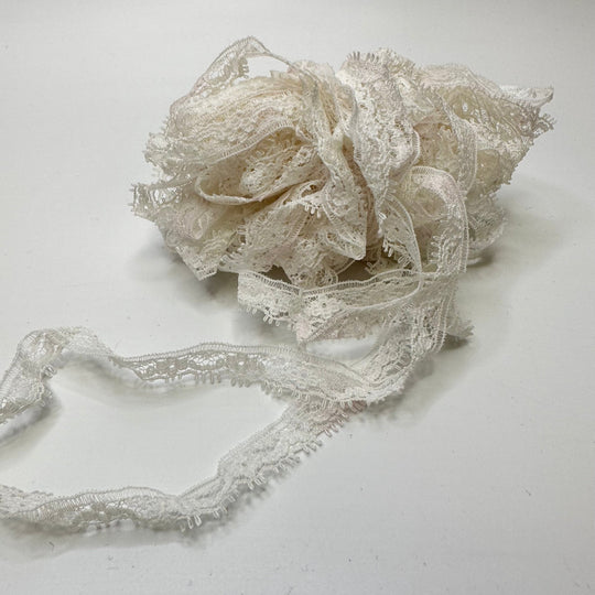 ½" (13mm) Scalloped Mesh Lace Trim - White - 7M Bundle - True Deadstock supplies Fabric by private - Sustainable Textile | FABCYCLE