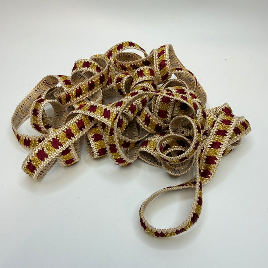 ½" (13mm) Tape Trim - Cream Gold Burgundy - 5M Bundle - True Deadstock supplies Fabric by private - Sustainable Textile | FABCYCLE