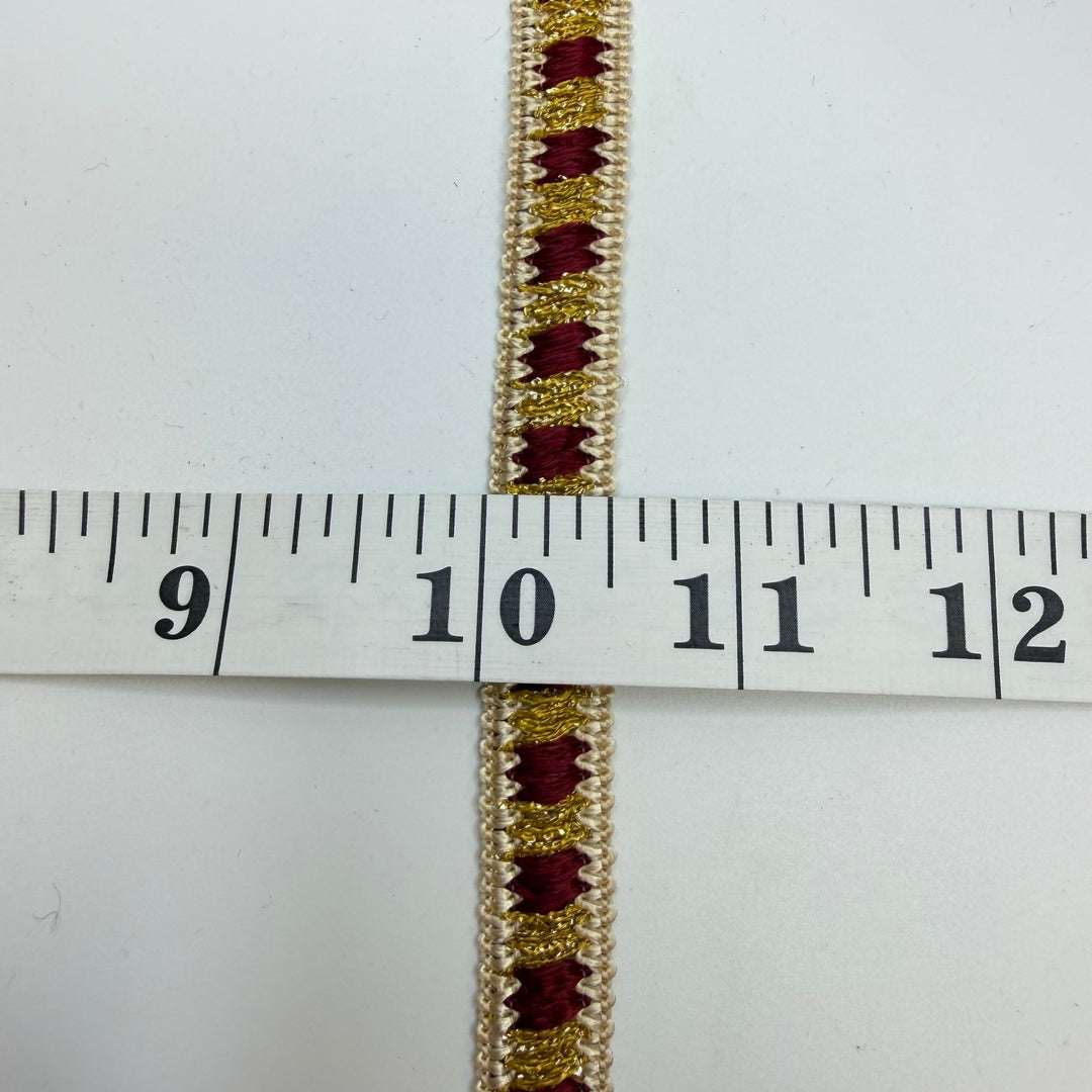 ½" (13mm) Tape Trim - Cream Gold Burgundy - 5M Bundle - True Deadstock supplies Fabric by private - Sustainable Textile | FABCYCLE