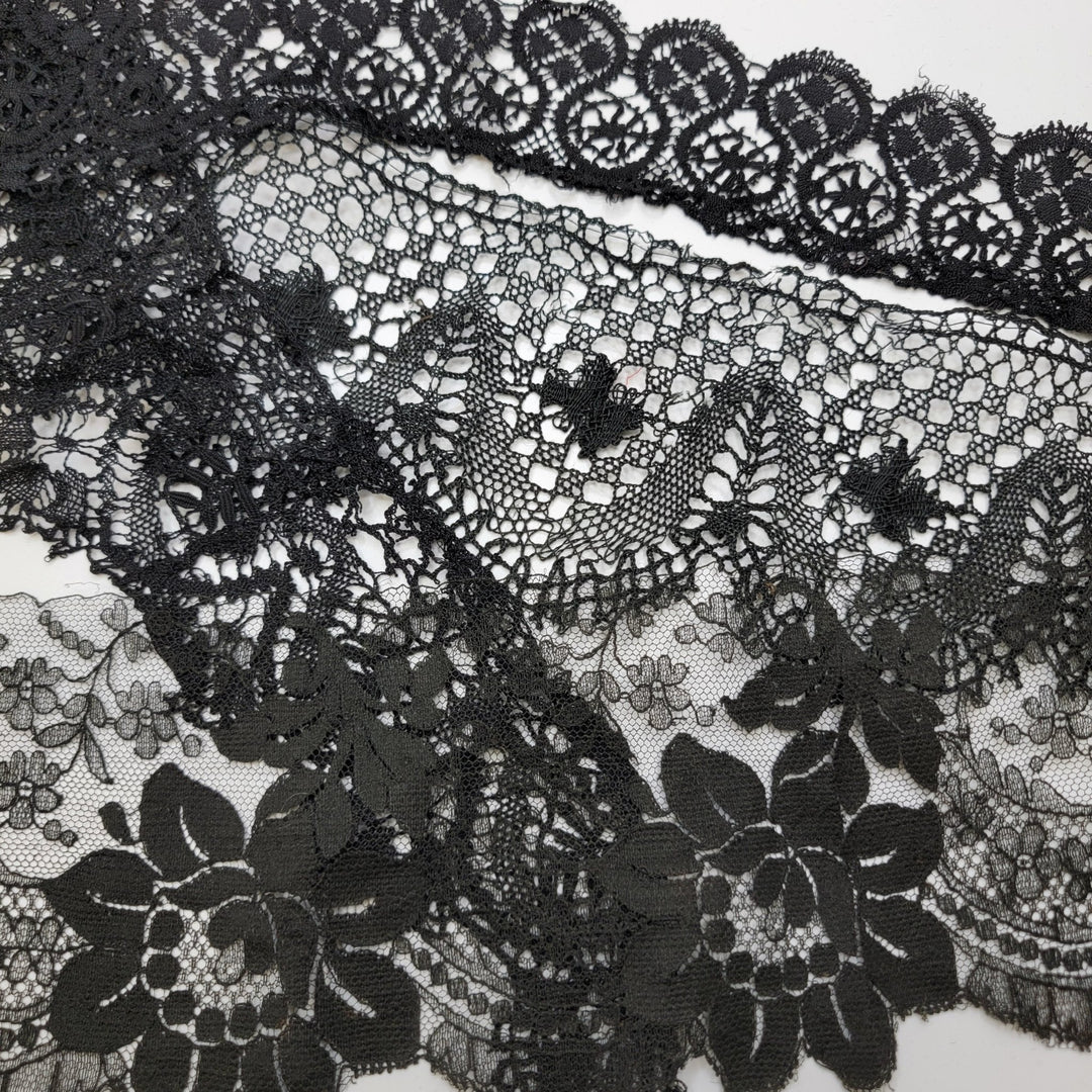 ½" (13mm) Vintage Mesh Lace Trim - Black - 5 Pack - True Deadstock supplies Fabric by private - Sustainable Textile | FABCYCLE