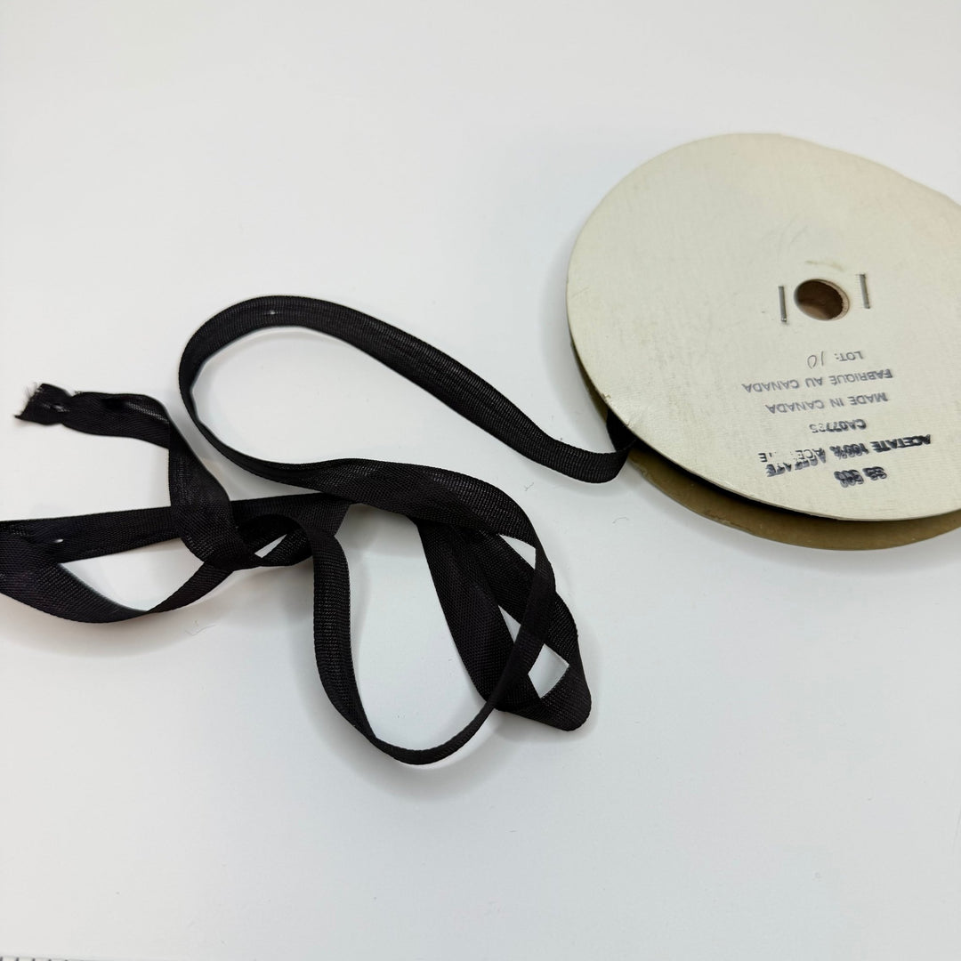 ½" (13mm) Vintage Ribbon Trim - Black - Roll - True Deadstock supplies Fabric by private - Sustainable Textile | FABCYCLE