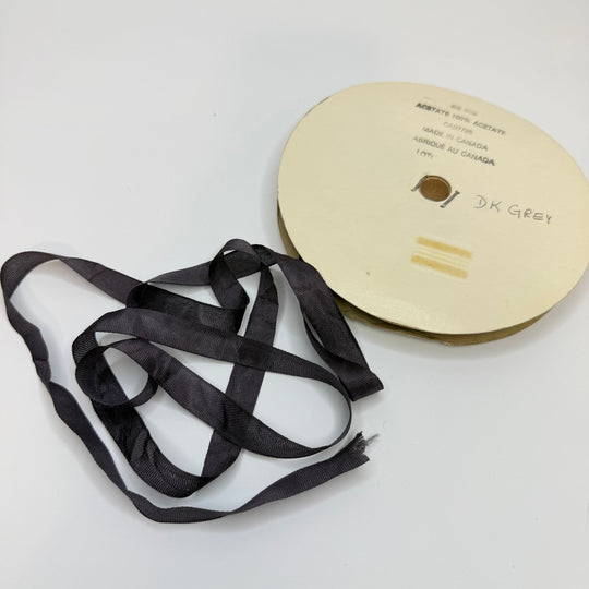 ½" (13mm) Vintage Ribbon Trim - Dark Grey - Roll - True Deadstock supplies Fabric by private - Sustainable Textile | FABCYCLE