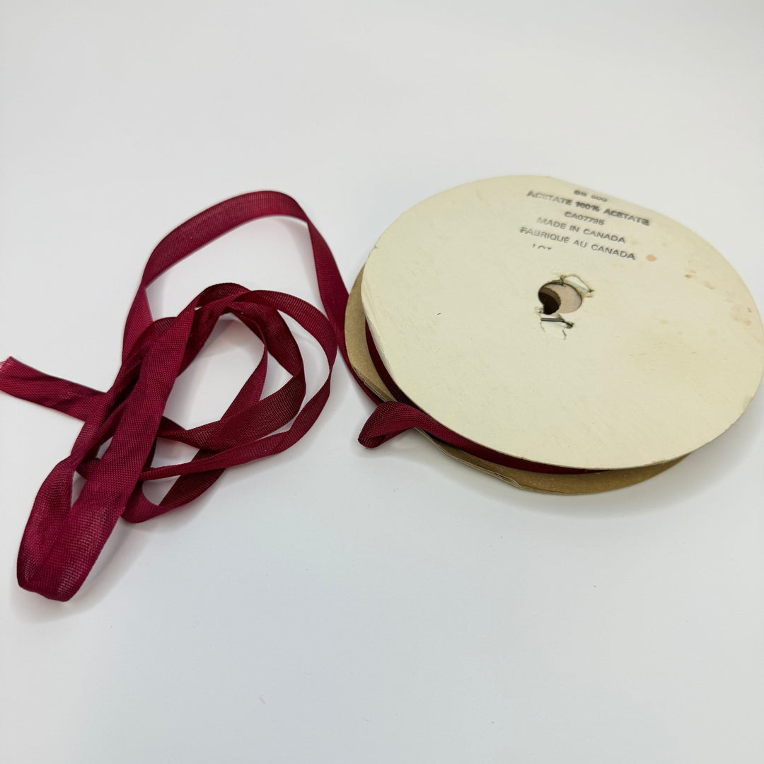 ½" (13mm) Vintage Ribbon Trim - Dark Red - Roll - True Deadstock supplies Fabric by private - Sustainable Textile | FABCYCLE