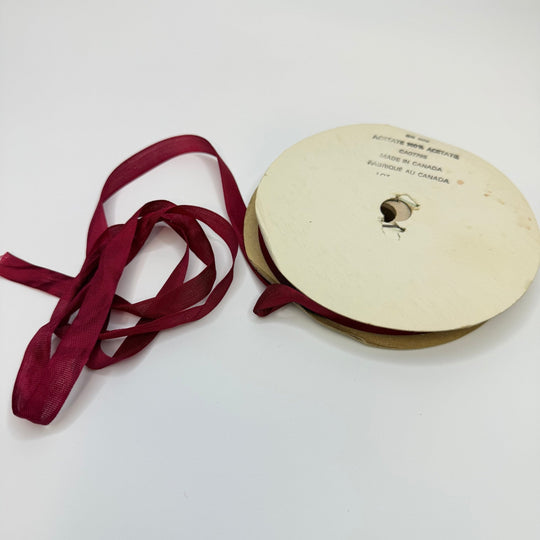 ½" (13mm) Vintage Ribbon Trim - Dark Red - Roll - True Deadstock supplies Fabric by private - Sustainable Textile | FABCYCLE