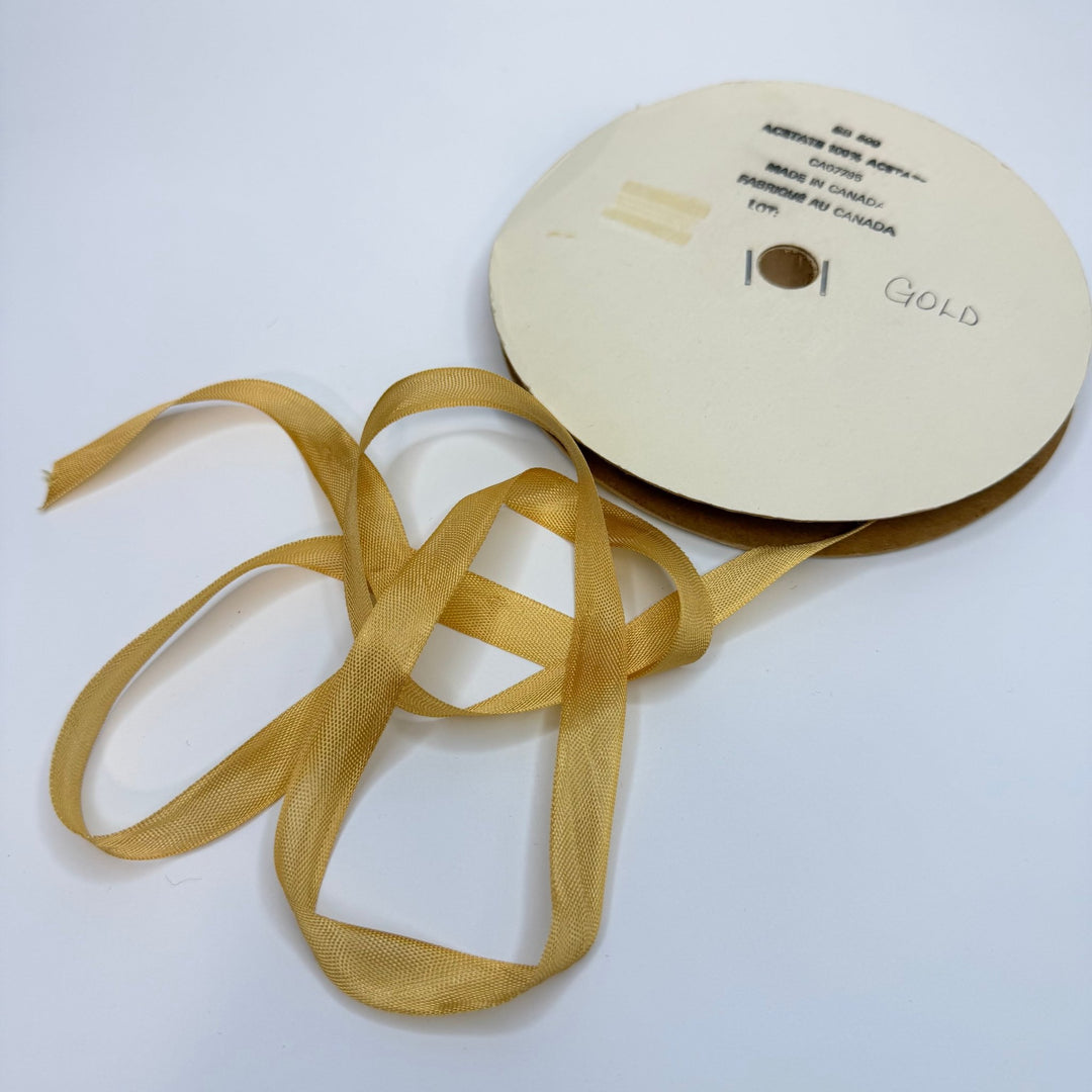 ½" (13mm) Vintage Ribbon Trim - Gold - Roll - True Deadstock supplies Fabric by private - Sustainable Textile | FABCYCLE