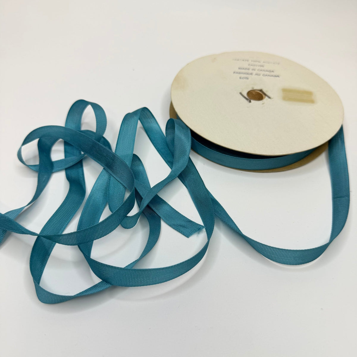 ½" (13mm) Vintage Ribbon Trim - Teal Blue - Roll - True Deadstock supplies Fabric by private - Sustainable Textile | FABCYCLE