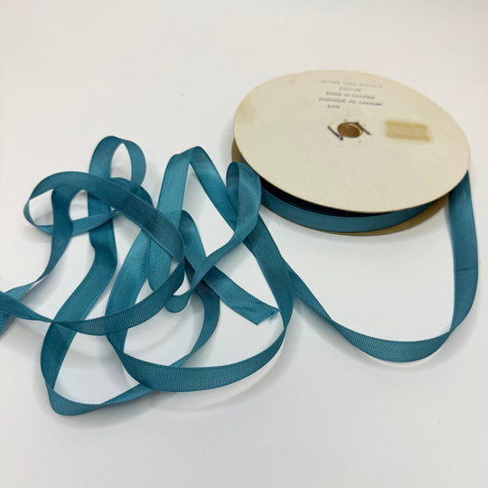 ½" (13mm) Vintage Ribbon Trim - Teal Blue - Roll - True Deadstock supplies Fabric by private - Sustainable Textile | FABCYCLE